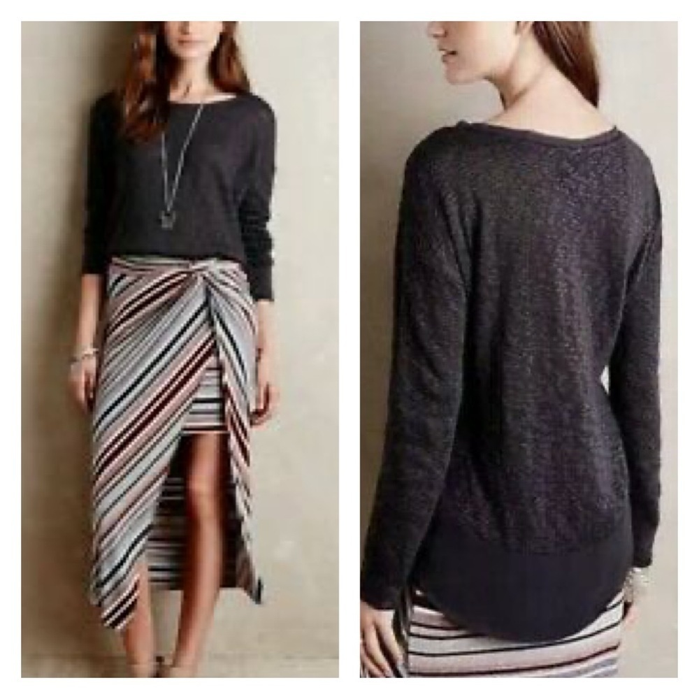 Anthropologie Deletta Nubby Circle Sweater Grey